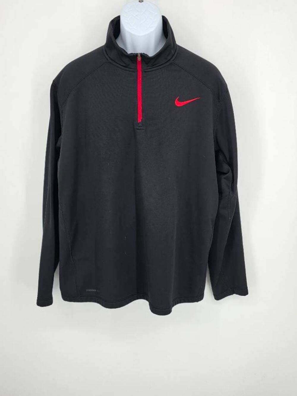 Nike Therma-Fit 1/4 Zip Pullover Jacket Black Red Swoosh Fleece Men Size XXL
